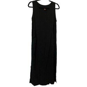 Vintage Ojai Floral Satin Black Sleeveless Maxi Dress Made USA Medium Goth Fairy